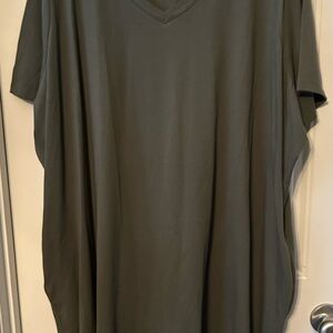 Terra & Sky Women's V-Neck Tshirt Dress in Olive Green 4x 28w 30w